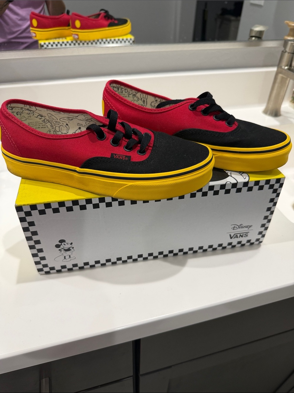 Vans Red, Black & Yellow Low-Top Canvas Sneakers - Picture 1 of 5